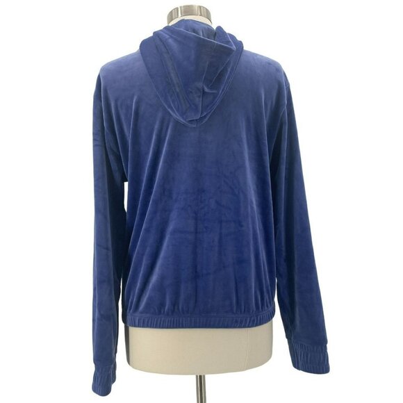 FILA Velour 1/4 Zip Blue Logo Hoodie Womens Medium - Picture 4 of 8